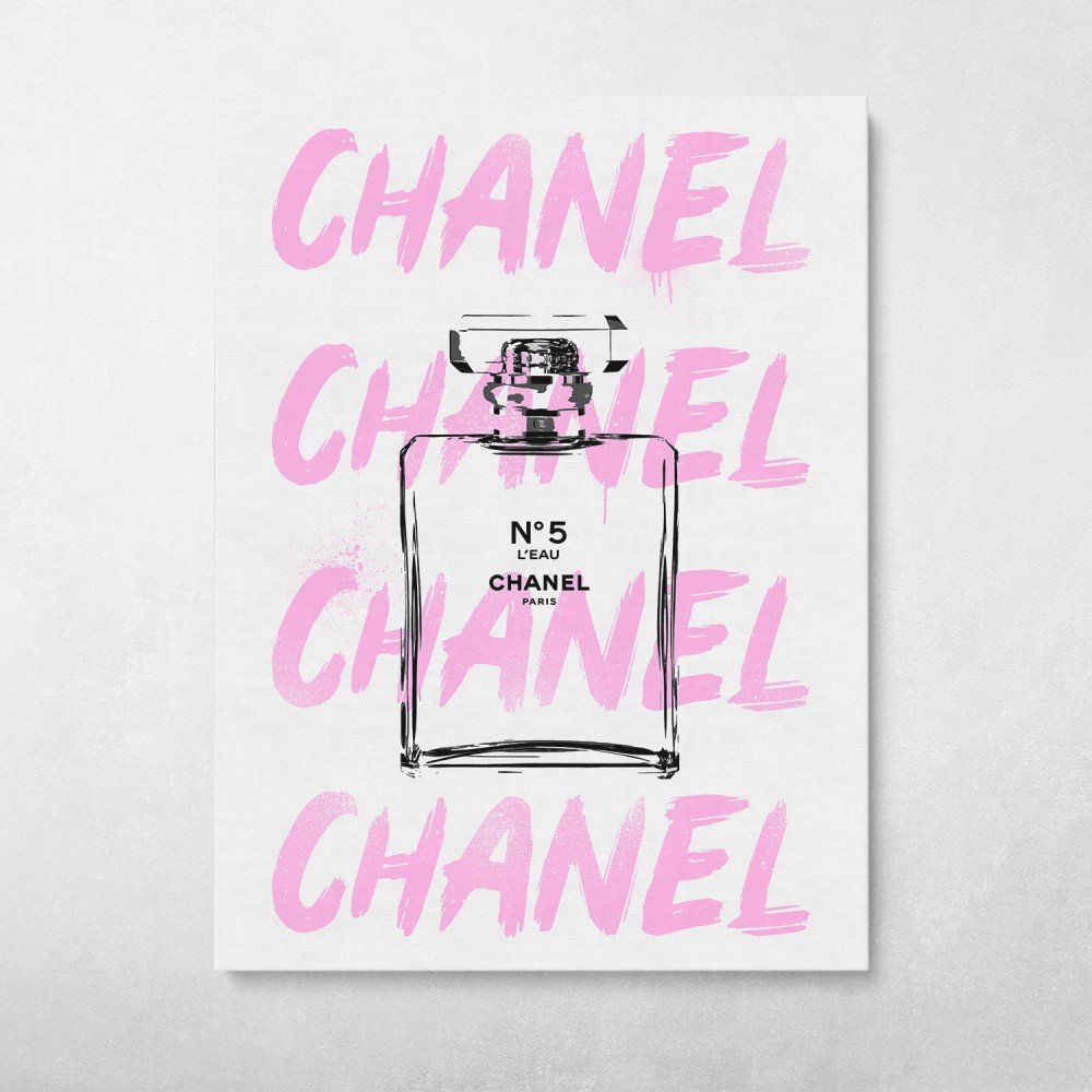 Chanel No5 Pink Fashion Pop Art Graffiti Wall Art | Canvas Wall Art